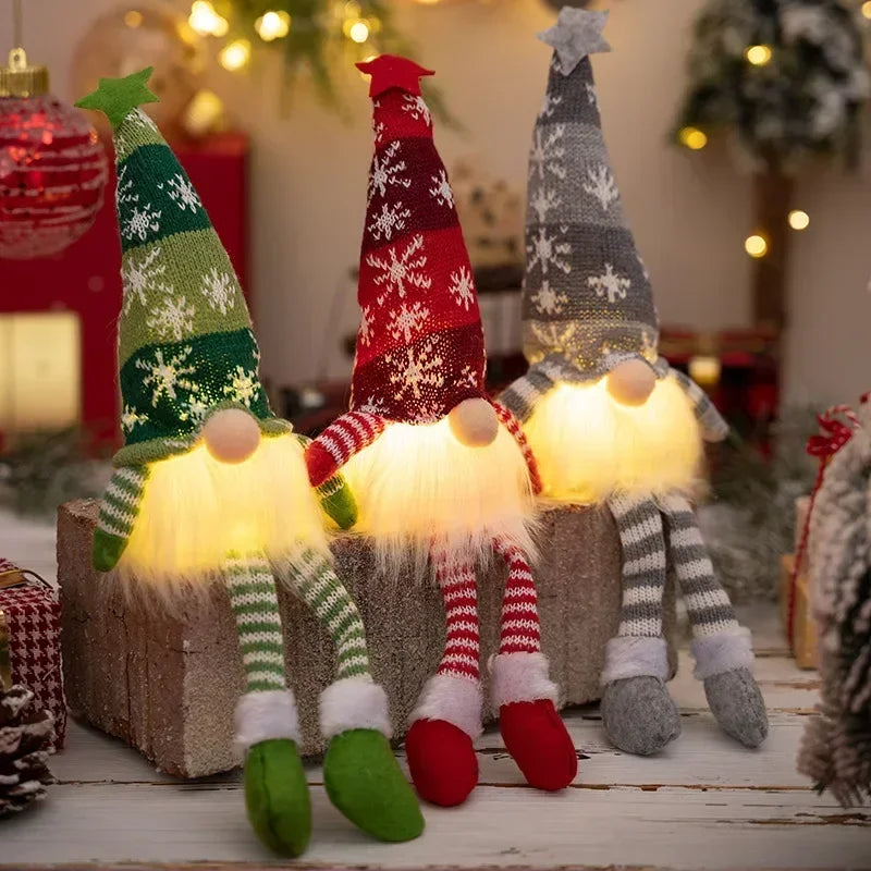 Light-Up Knitted Gnome — Standing or Long-Legged