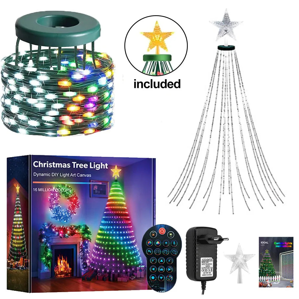 Colour LED Tree Lights with Star — App and Remote Control