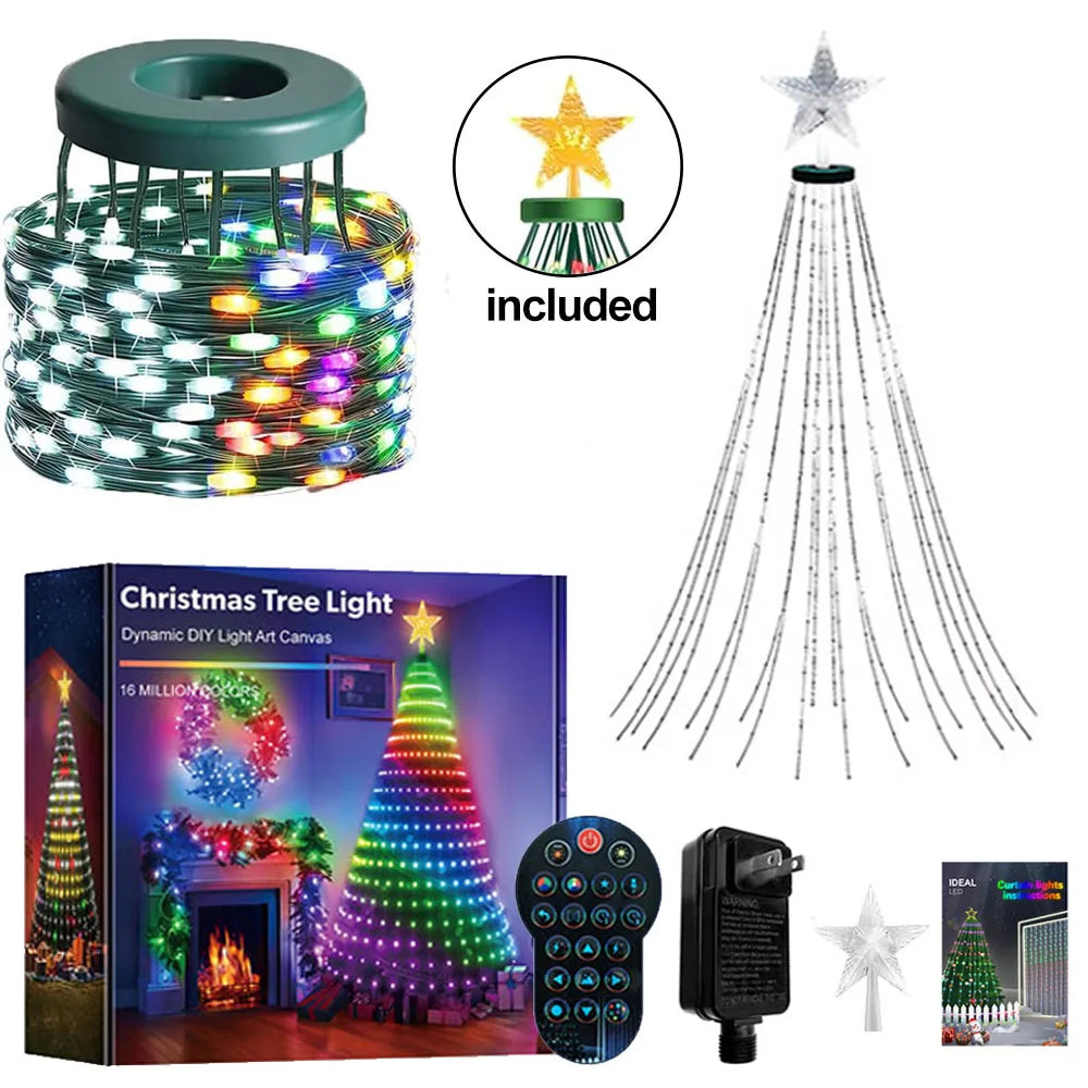 Colour LED Tree Lights with Star — App and Remote Control