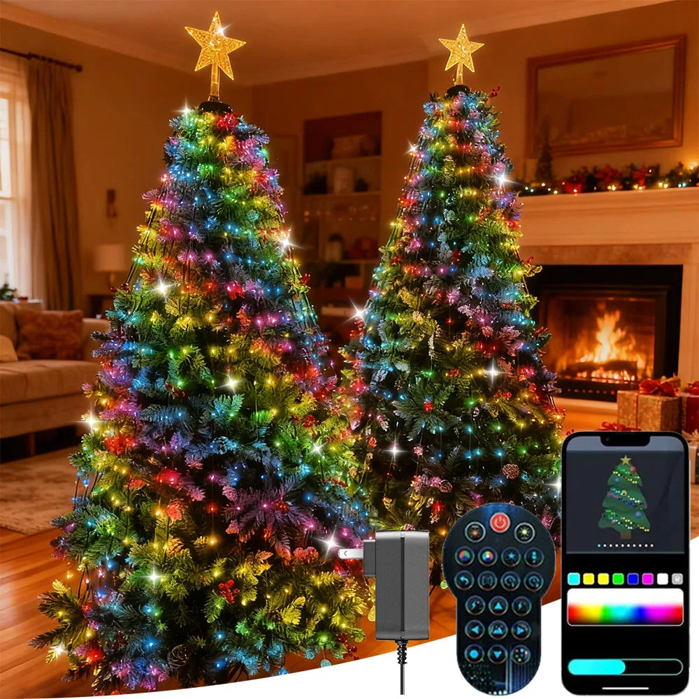Colour LED Tree Lights with Star — App and Remote Control