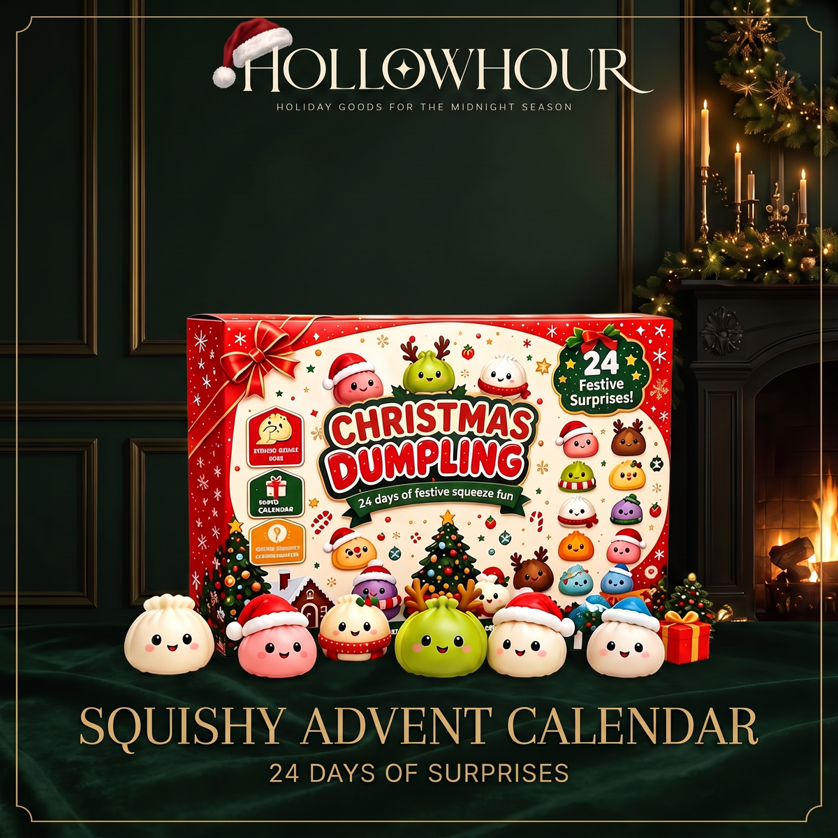 Christmas Dumpling squishy advent calendar with 24 festive surprises