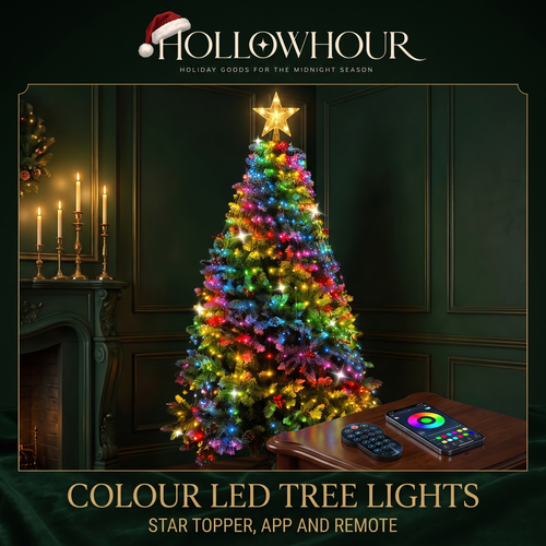 Colour LED tree lights with star topper, remote and app control